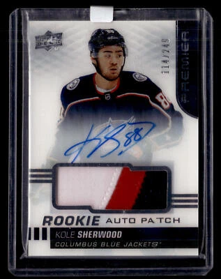 2019-20 UD #AR-KS Kole Sherwood Rookies Auto Patch #/249 Blue Jackets - Image 1 of 2