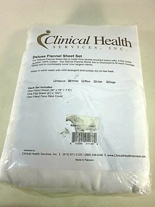 DELUXE 3PC FLANNEL MASSAGE SHEET SET WHITE-FITTED/FLAT/FACE REST NEW WITH TAG - Picture 1 of 2