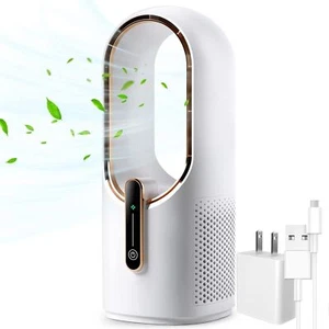 Desk Fan Bladeless Office Fan Small Quiet 3 Speed Adjustment Touch Control Home - Picture 1 of 7
