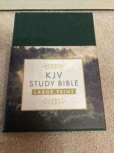 KJV STUDY BIBLE LARGE PRINT RED LETTER HARD BACK GREEN DUST JACKET - Imagen 1 de 16