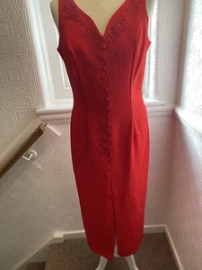 Vintage Red Maxi Dress Size 12, Holiday, Party, Wedding, Cruise - Picture 1 of 5