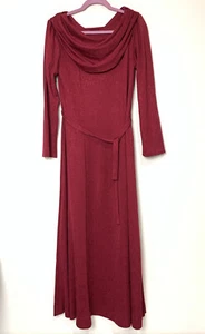 VTG Dress size 10 Renaissance Festival Medieval Chemise Draped Cowl Neckline Red - Picture 1 of 7