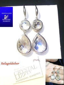 Orecchini Donna Pendenti Argento SWAROVSKI ORIGINALI Cristalli Zirconi Gioielli - Foto 1 di 8