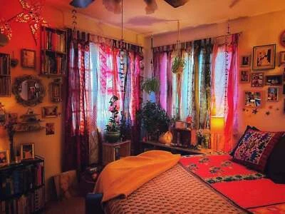 Rideau en soie, décoration de chambre, rideau de fenêtre, rideau à franges, r... - Photo 1/3