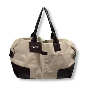 Borsa da weekend in tela John Varvatos nuova con etichette accenti in pelle viaggio trasporto - Foto 1 di 14