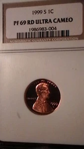 BEAUTIFUL 1999-S NGC PF 69 ULTRA CAMEO BLAZING RED LINCOLN CENT!  109B6 - Picture 1 of 2