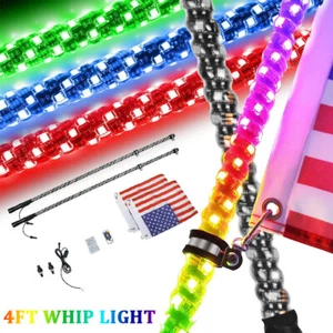 2x4ft RGB LED luces látigo bandera de antena para For ATV UTV Can Am X3 RZR 1000 - Foto 1 di 12