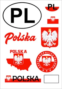 Polen 8x Aufkleber Karte Auslandskennzeichen Fahne Auto Motorrad PKW AK - Bild 1 von 6