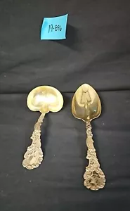 Matching Late 1800's Gorham Sterling Silver Serving Spoon & Ladle GoldWash Basin - Picture 1 of 12