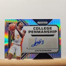 2023-24 Prizm Draft Justin Edwards College Penmanship HYPER Prizm AUTO # CP-JEW