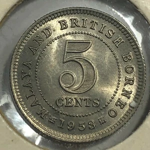 1953 Malaya - British Borneo Uncirculated 5 Cent Foreign Coin #1101 - Picture 1 of 2
