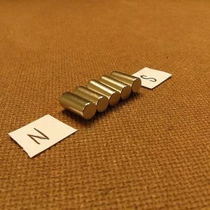 5 Diametrically Magnetized Neodymium (1/4 x 1/2) inch Cylinder/Disc Magnets. - Picture 1 of 1