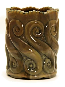 Vintage L.G. Soporte para palillo de dientes de vidrio de repetición Wright Chocolate Slag S - Imagen 1 de 6