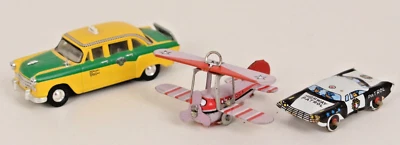 Blechspielzeug Doppeldecker Taxi Highway Patrol Flugzeug tin toy Lithographie - Bild 1 von 4