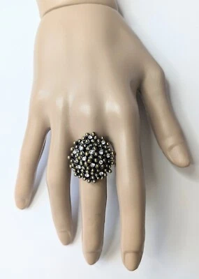 Anillo de cóctel KIRKS FOLLY modernista abstracto antiguo tono dorado talla 7 1/2? Foto 1 de 4