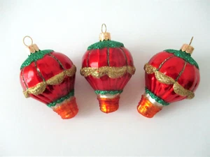 Blown Glass Hot Air Balloon Ornaments Set of 3 New - Picture 1 of 6