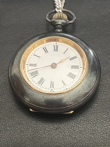 Beautiful Acier Garanti 1900s Gun Metal Pin Set Pocket Watch - Working order - Picture 1 of 16