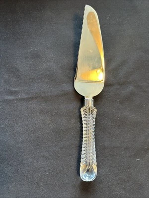 Cuchillo y servidor para pasteles Godinger Crystal Legends plateado vintage años 70, excelente Foto 1 de 4