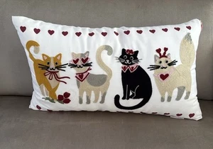 Isaac Mizrahi Cat Embroidered Throw Pillow 22” X 12” - Picture 1 of 5