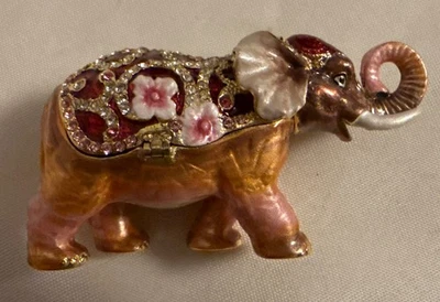 "Caja de baratijas de elefante con joyas Rucinni - Cristales de Swarovski 3,5 x 1,5"" ¡BAÚL! Foto 1 de 4