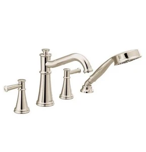 Moen T9024NL Belfield poliertes Nickel 2-Griff römische Wannenarmatur mit Handbrause - Bild 1 von 1