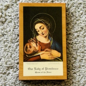 VTG Pyraglass Wall Plaque Our Lady Of Providence Mary Baby Jesus 4.5” + 2 Cards - Picture 1 of 14