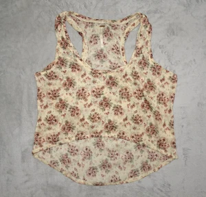 Free People Racerback Floral Tank Top Women XS High-Low Hem Romantic Boho Hippie - Picture 1 of 14