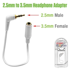 Adaptador estéreo para auriculares Cellet de 2,5 mm a 3,5 mm con conector auxiliar de audio para teléfono celular - Imagen 1 de 5
