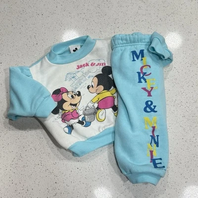 Set pantaloni felpa tuta jog togs bambino Disney Topolino vintage anni 80 - Immagine 1 di 4