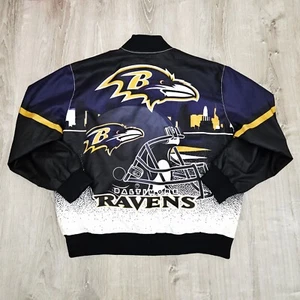 Vintage 90s Y2K Baltimore Ravens Satin Varsity Jacket 2000s AOP NFL Football 3XL - Picture 1 of 18