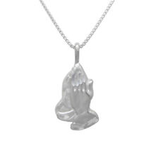 Sterling Silver Praying Hands Pendant Necklace