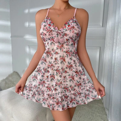 Sexy Vestido Babydoll Talla Grande Para Mujer Lencería de Encaje Prendas para dormir Ropa Interior Tanga Foto 1 de 4