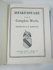 Shakespeare The Complete Works Edited by G.B.Harrison copyright 1948,1952 HC - Imagen 1 de 11