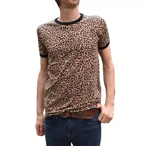 T-shirt da uomo stampa leopardata indie mod punk NUOVA maglietta retrò vintage pop anni 80 - Foto 1 di 3
