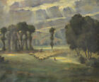 Ludwig Würtele 1884-1953 Heidelberg / Gemälde Schäfer mit Herde auf Wiese / 1923