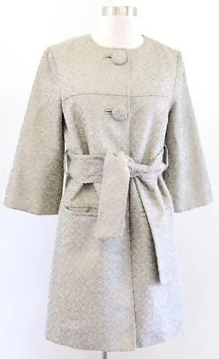 Beth Bowley Anthropologie Verde Pálido Dorado Metálico Floral Corbata Cinturón Abrigo Chaqueta 4 Foto 1 de 4