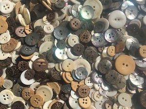 Sweet! 250 pc MIXED LOT REAL SHELL & COCONUT BUTTONS ALL SIZES - Picture 1 of 12