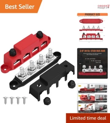 12V Power Distribution Block 250A Copper 4 Studs Safe Wiring Vehicle Application - Image 1 of 4