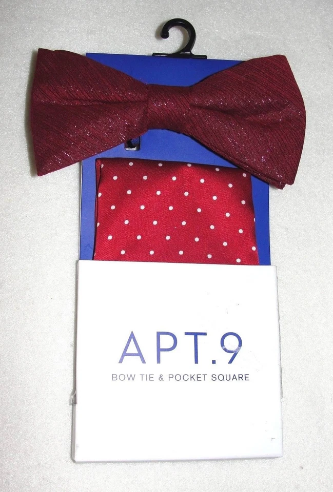 Apt. Hombre Juego de 9 pajaritas rojas y cuadrados de bolsillo - Nuevo Foto 1 de 1