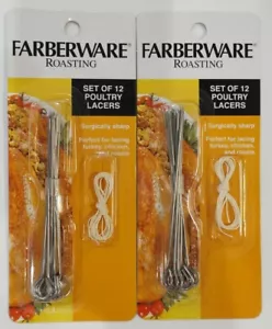 (2) FarberWare Roasting Set Of 12 Poultry Lacers 2x12 =24 Total Surgically Sharp - Picture 1 of 2