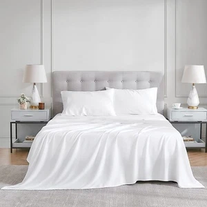 1000TC Egyptian Cotton White Solid All US Bedding Items Cal/King/Queen/Twin/Full - Picture 1 of 5