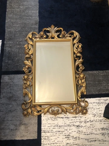 Vintage Syroco Homco Mirror MCM Hollywood Regency Gold Gild Ornate Rococo Cover