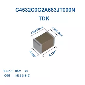 5x C4532C0G2A683J TDK Keramik Kondensator SMD 0,068uF 68nF 100V C0G 4532 1812 5% - Bild 1 von 2