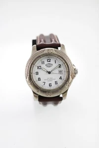 Wolverine Sport Men Watch Stainless Steel Leather Brown Date White 50m Quartz - Picture 1 of 6