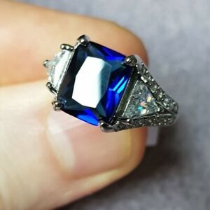 Womans Size T 1/2. Sapphire, Diamond & White Topaz Ring