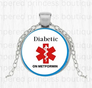 Medical Alert Diabetiker Halskette Anhänger Diabetes mit 24" Kette - Bild 1 von 4