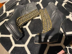 Leather boots with studs size 7 ladies - Picture 1 of 4