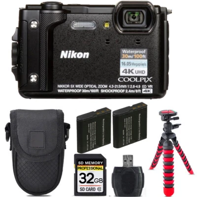 Nikon COOLPIX W300 Camera (Black) +Extra Battery +Tripod +Case -32GB Kit - Image 1 of 4