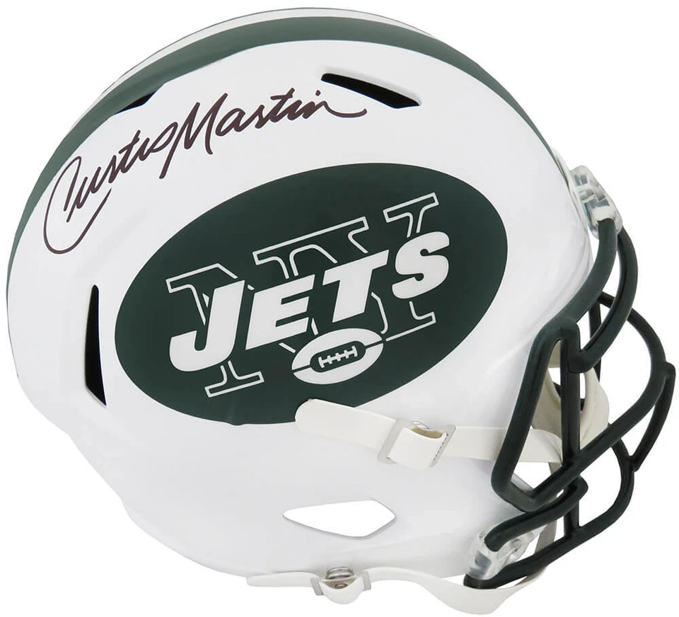 Curtis Martin Signed Jets White Riddell Full Size Speed Rep Helmet -SCHWARTZ COA - Image 1 of 1