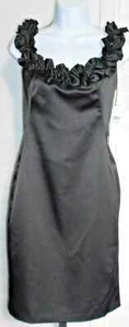 London Times Black Ruffled Neckline Formal Dress Size 8 NWT - Picture 1 of 2